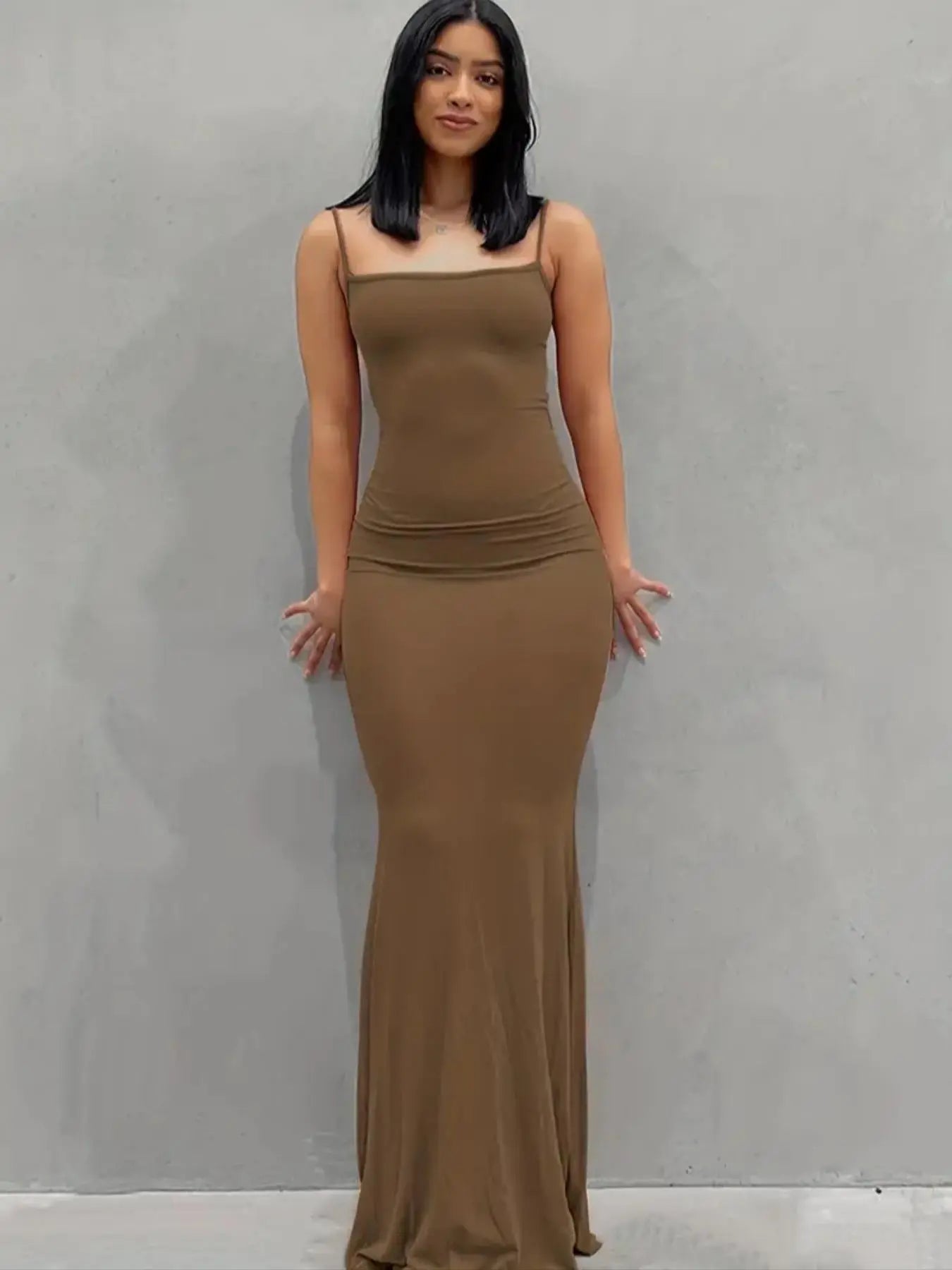 Women'S Plain Scoop Neck Cami Mermaid Elegant Dress, Sleeveless Maxi Dress for Party Dating Wear, Ladies Clothes for All Seasons, Summer Outfits 2026