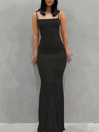 Women'S Plain Scoop Neck Cami Mermaid Elegant Dress, Sleeveless Maxi Dress for Party Dating Wear, Ladies Clothes for All Seasons, Summer Outfits 2026