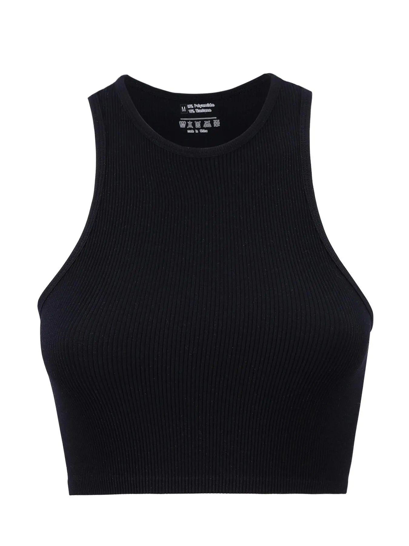 Women'S Solid Ribbed Crop Sports Tank Top, Casual Sleeveless round Neck Top for Summer, Ladies Sportswear for Indoor Outdoor Wear, Womenswear, Muscle Tank Top, Athletic Tank Top, Active Tank Top, Cropped Top