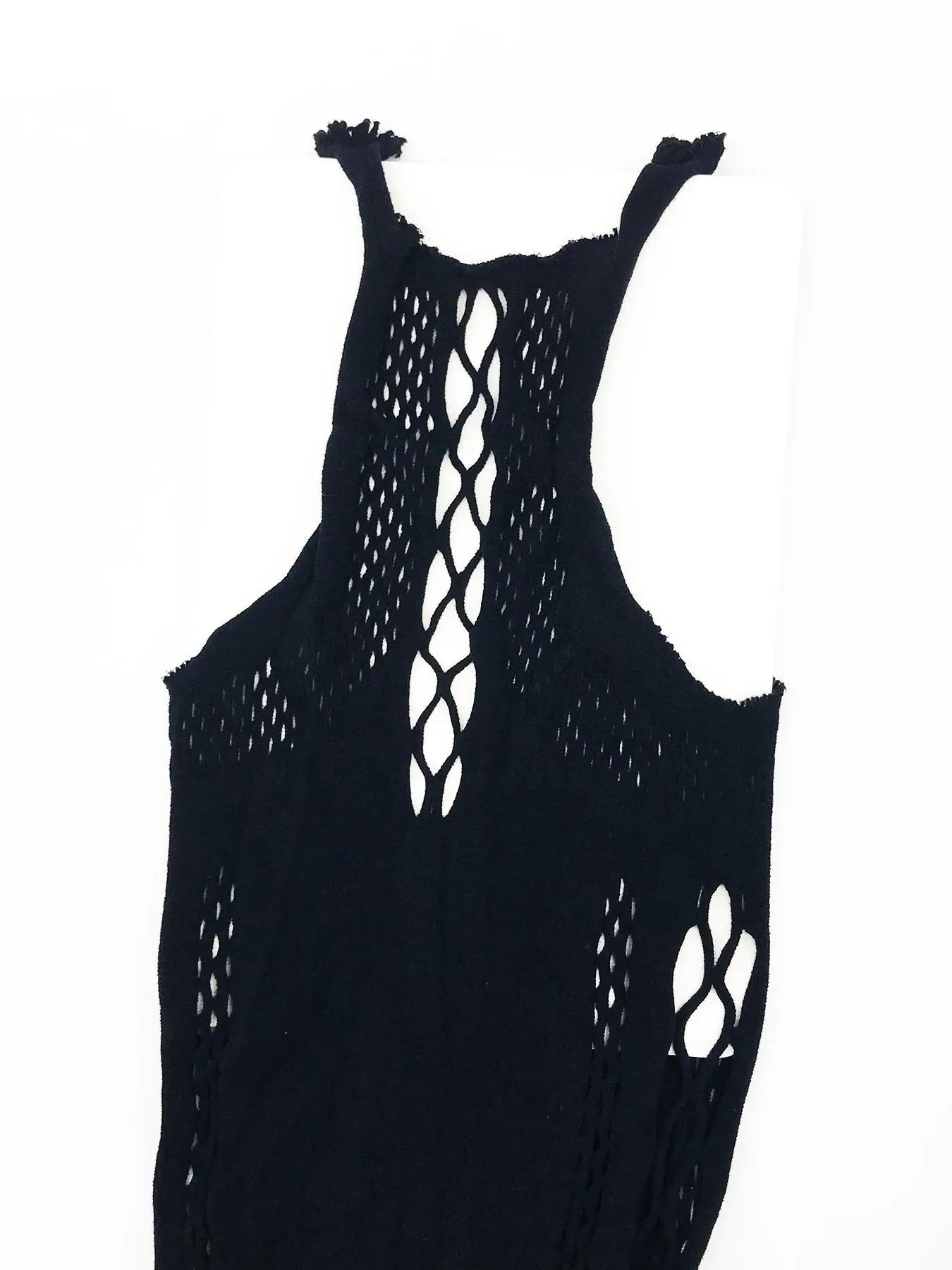 Women'S Plain Cut Out Hollow Out Cover up Dress, Casual Sleeveless round Neck Fishnet Swimsuit Cover up Dress for Summer, Ladies Beachwear for Vacation Holiday Beach Outdoor Wear, Summer Coverup, Clothing, Swimwear Cover Up, Beach Cover Ups