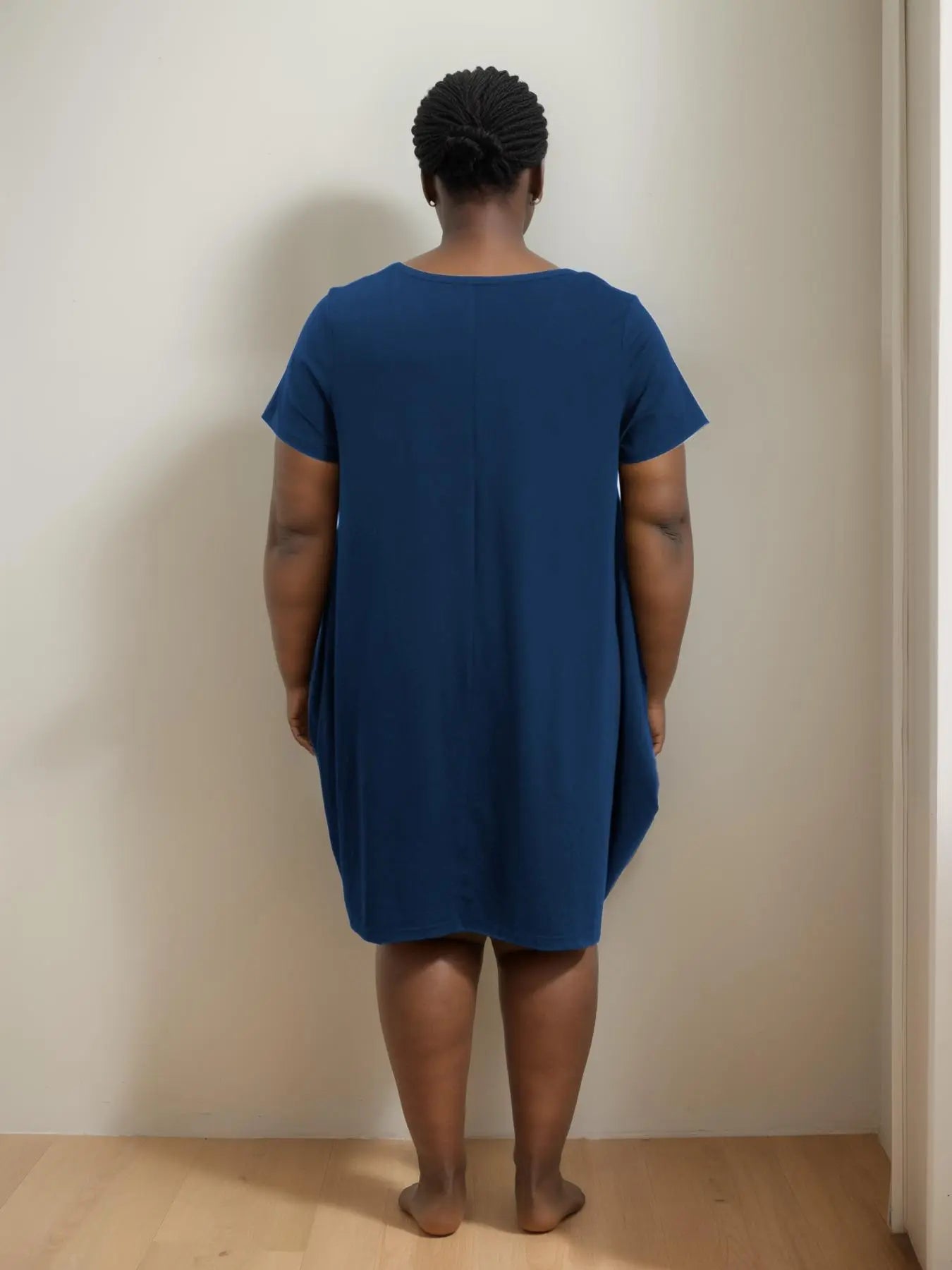 【Plus Size】 Plain Pocket Dress, Casual Short Sleeve round Neck Dress for Summer, Women'S plus Clothing for Daily Wear