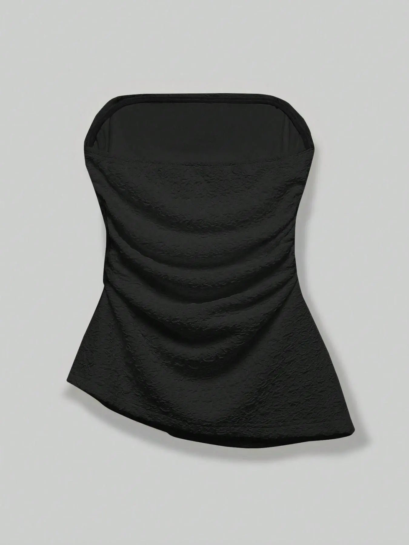 Women'S Slim Textured Ruched Asymmetrical Hem Tube Top, Casual Solid Strapless Top for Summer, Ladies Clothes for Daily Wear