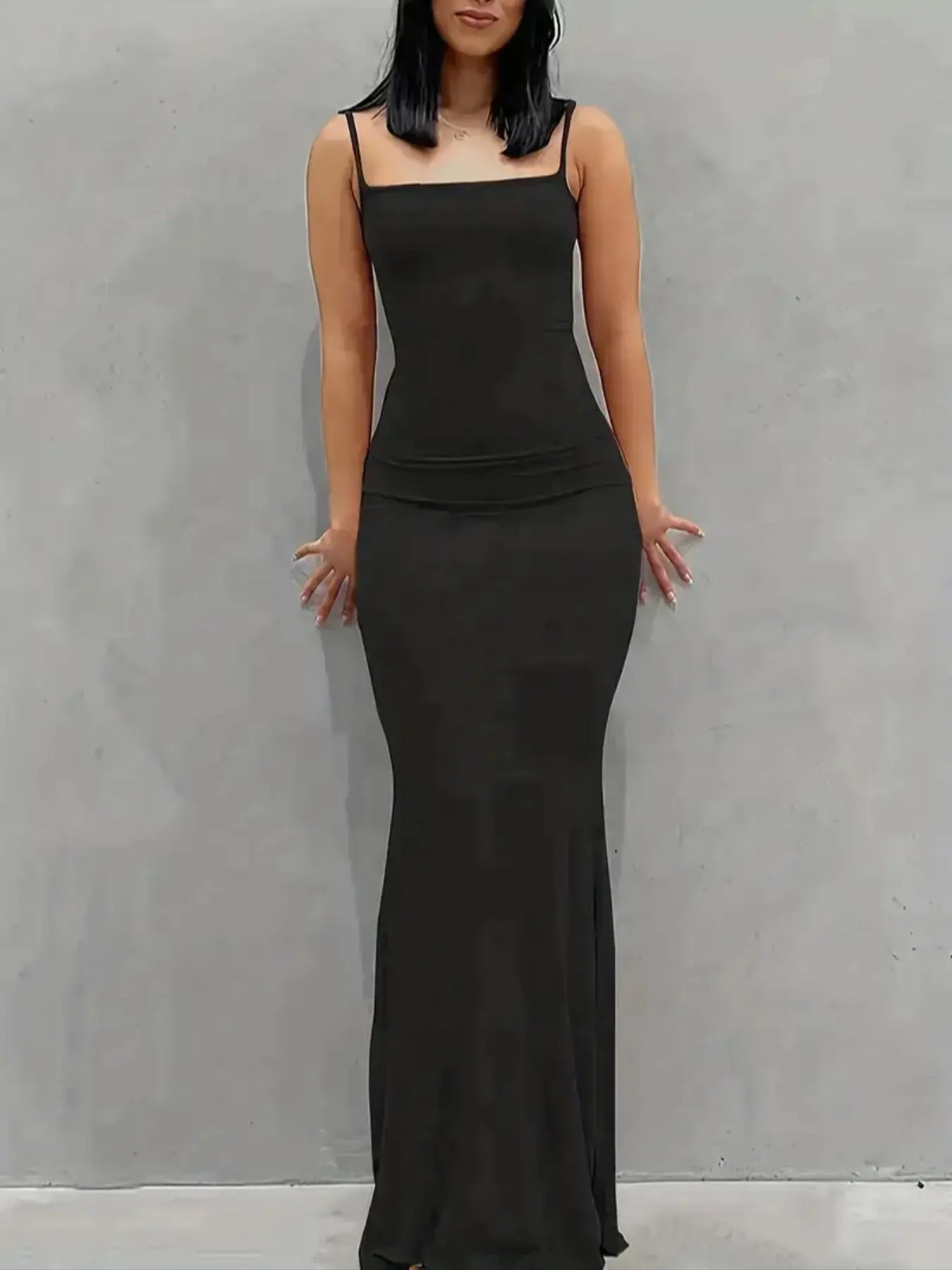 Women'S Plain Scoop Neck Cami Mermaid Elegant Dress, Sleeveless Maxi Dress for Party Dating Wear, Ladies Clothes for All Seasons, Summer Outfits 2026