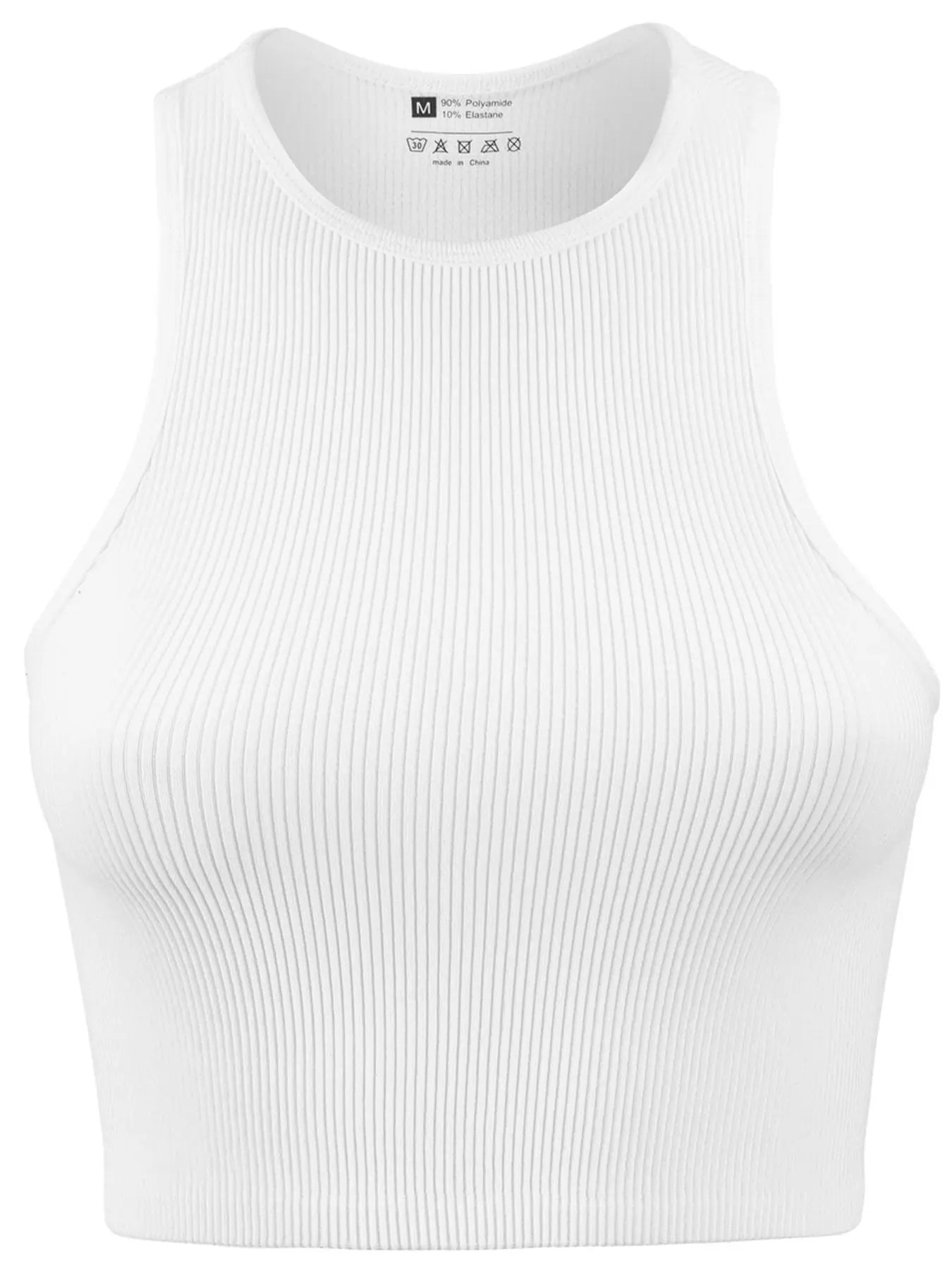 Women'S Solid Ribbed Crop Sports Tank Top, Casual Sleeveless round Neck Top for Summer, Ladies Sportswear for Indoor Outdoor Wear, Womenswear, Muscle Tank Top, Athletic Tank Top, Active Tank Top, Cropped Top