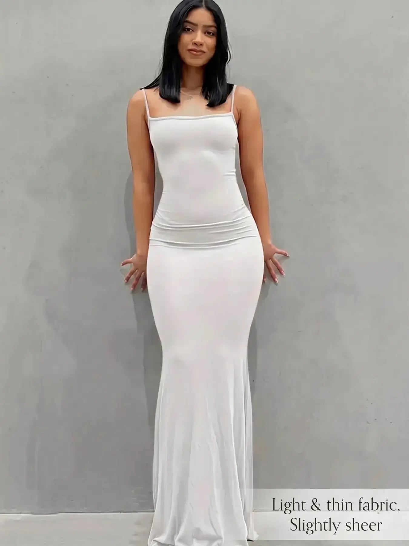 Women'S Plain Scoop Neck Cami Mermaid Elegant Dress, Sleeveless Maxi Dress for Party Dating Wear, Ladies Clothes for All Seasons, Summer Outfits 2026