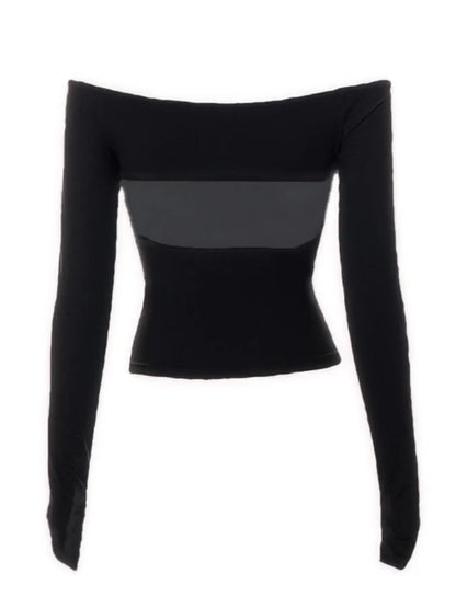 Women'S Solid Cut Out off the Shoulder Tee, Casual Classy Long Sleeve T-Shirt for Spring & Fall, Women'S Clothing for Daily Wear