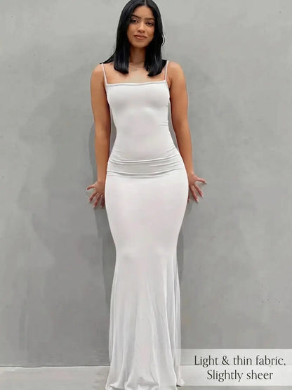 Women'S Plain Scoop Neck Cami Mermaid Elegant Dress, Sleeveless Maxi Dress for Party Dating Wear, Ladies Clothes for All Seasons, Summer Outfits 2026