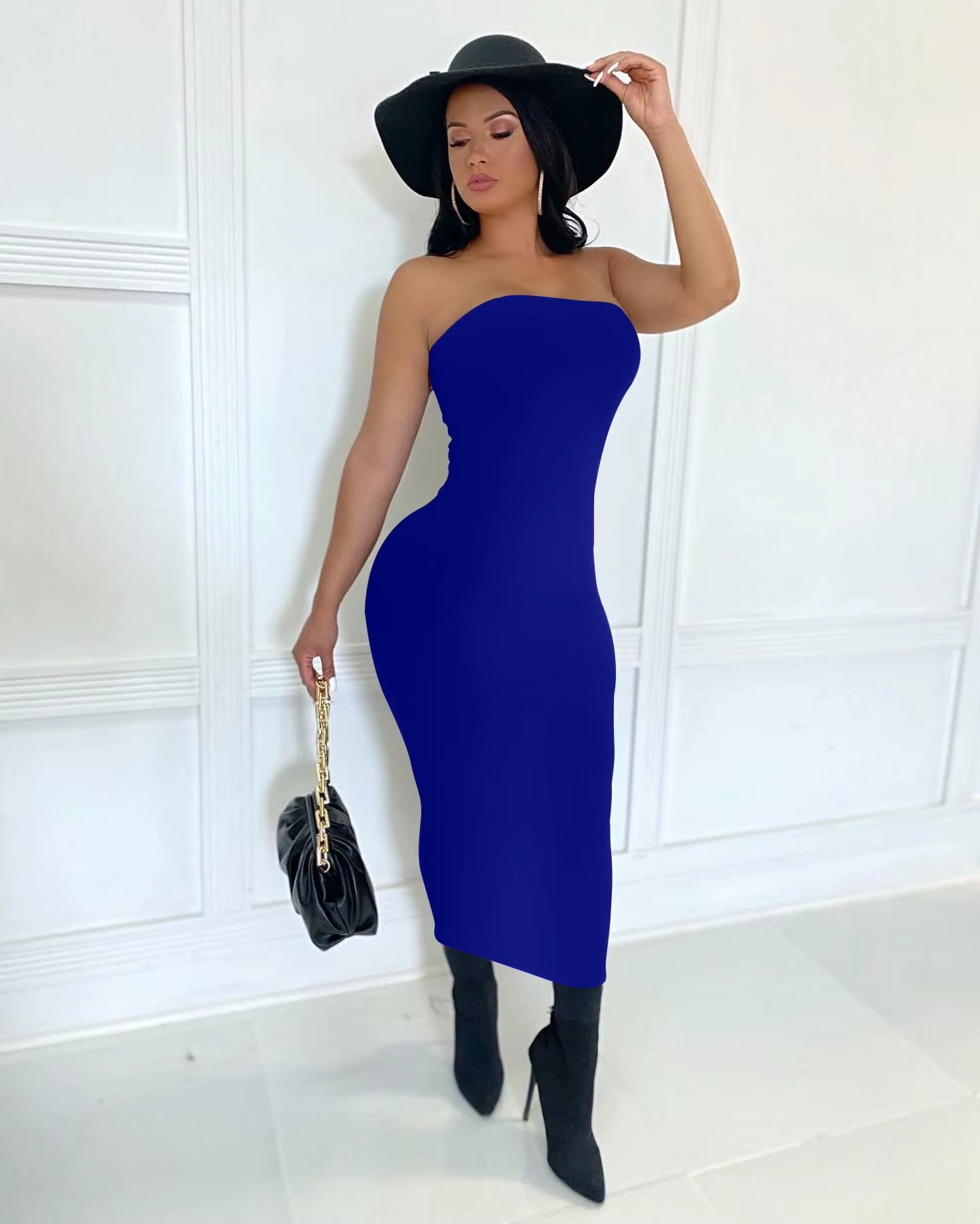 Summer Women'S Sexy Sleeveless Chest Wrapped Long Beach Dress